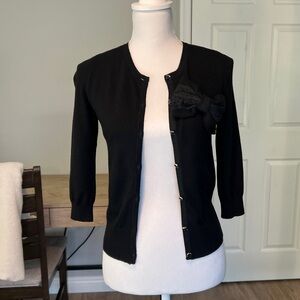 White House Black Market 3/4 Sleeve Bow Cardigan